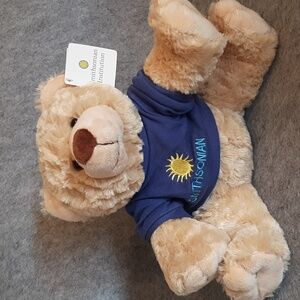 Smithsonian Institution Teddy Bear Shirt Plush 10" Stuffed Animal Toy Tan Soft